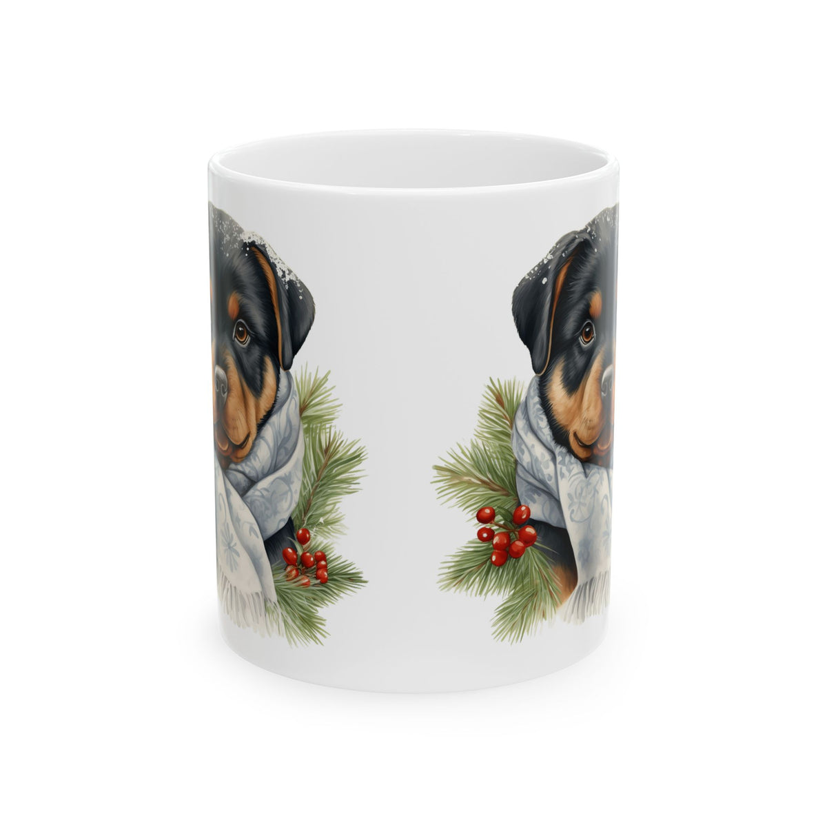 Festive Rottweiler Christmas Mug – Holiday Dog Lover Coffee Cup 11oz  Item #409874