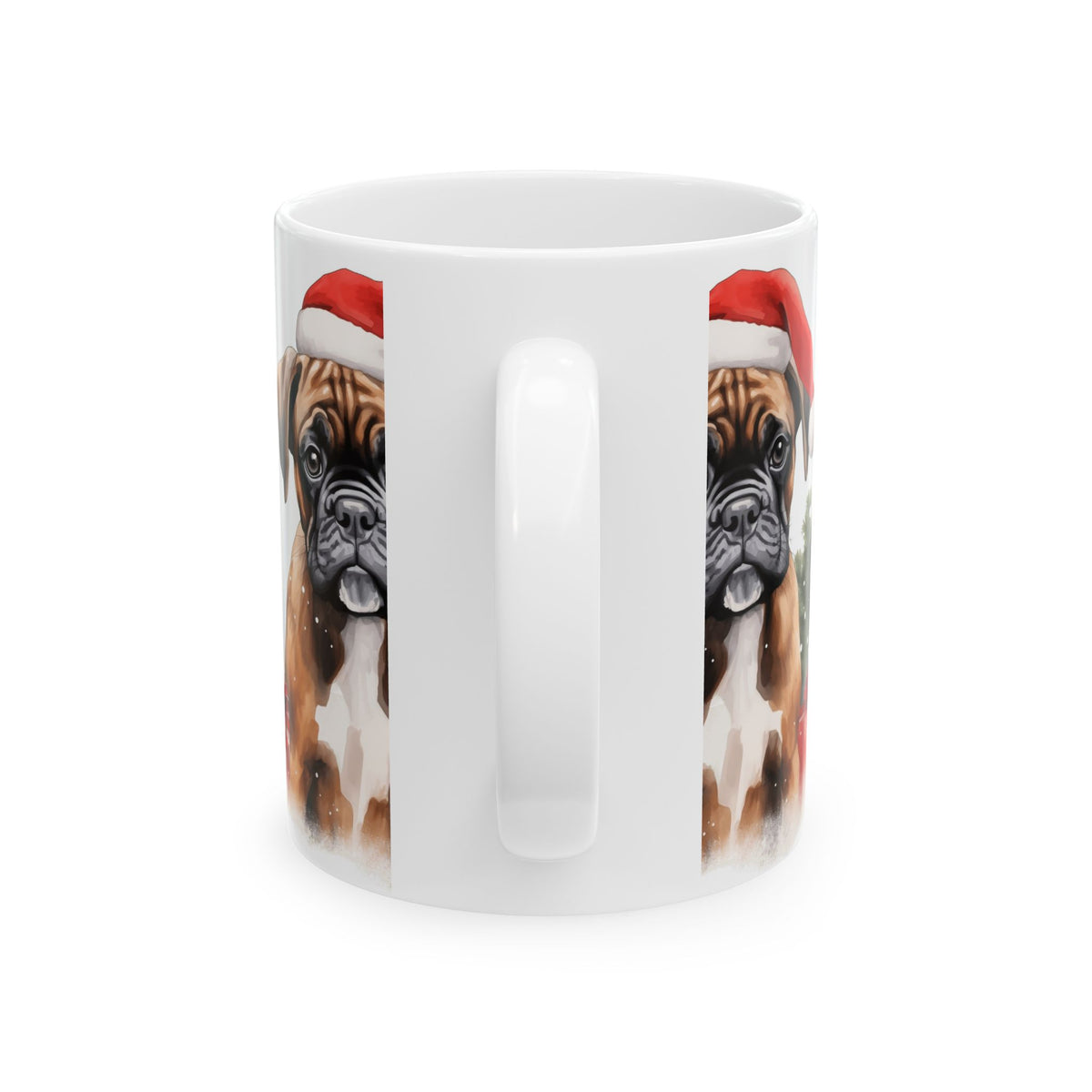 Christmas Boxer Dog Mug - Holiday Santa Hat Coffee Cup 11oz  Item #334951