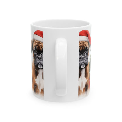 Christmas Boxer Dog Mug - Holiday Santa Hat Coffee Cup 11oz  Item #334951
