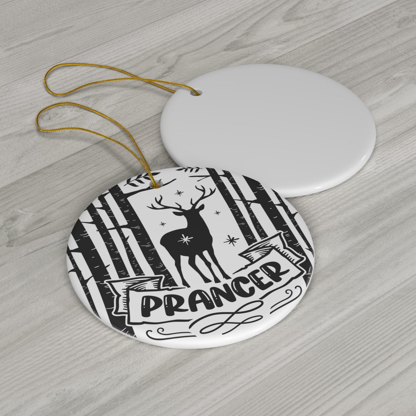 Prancer Ceramic Disc Ornament         Item #111985