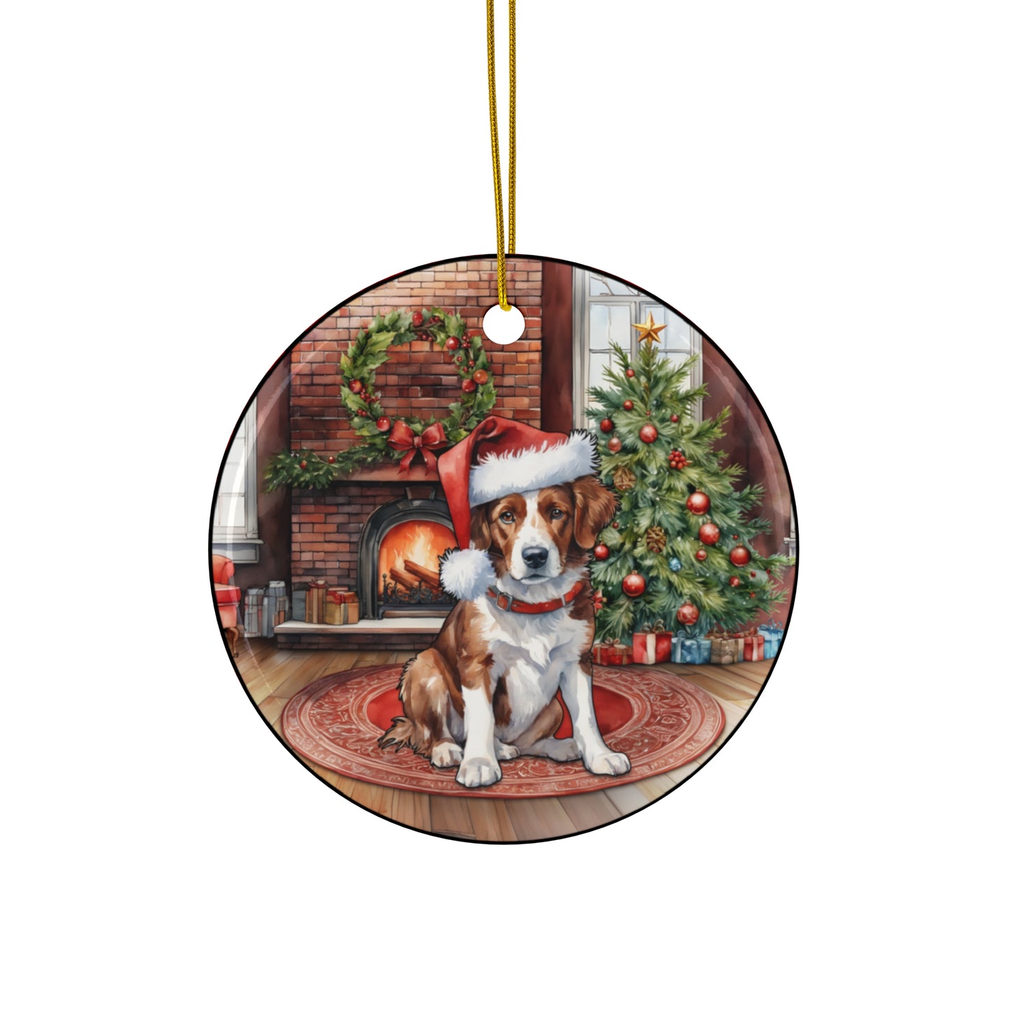 Ceramic Ornament - Brittany Christmas Dog       Item #5596196