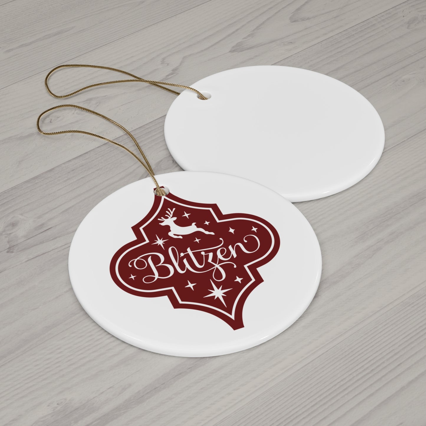 Blitzen Reindeer Ceramic Disc Ornament     Item #1479035