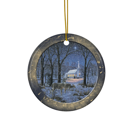 Winter Scene Ceramic Disc Ornament     Item #4750545