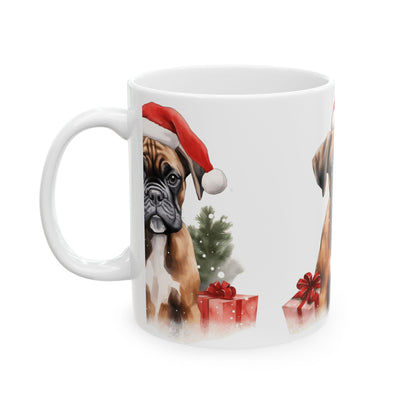 Christmas Boxer Dog Mug - Holiday Santa Hat Coffee Cup 11oz  Item #334951