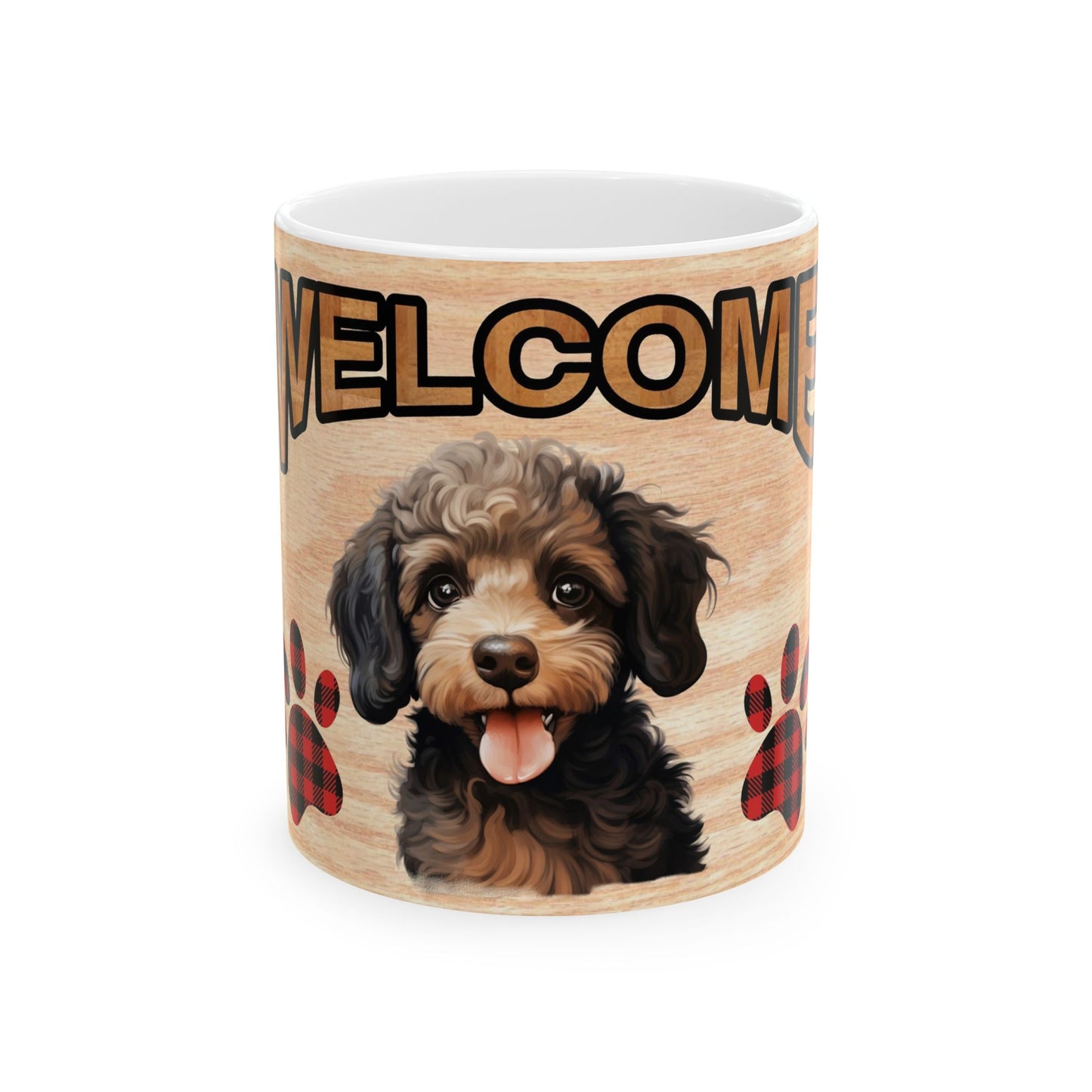 Welcome Puppy Ceramic Mug — Cute Dog Paw Print Coffee Cup 11oz   Item #495964