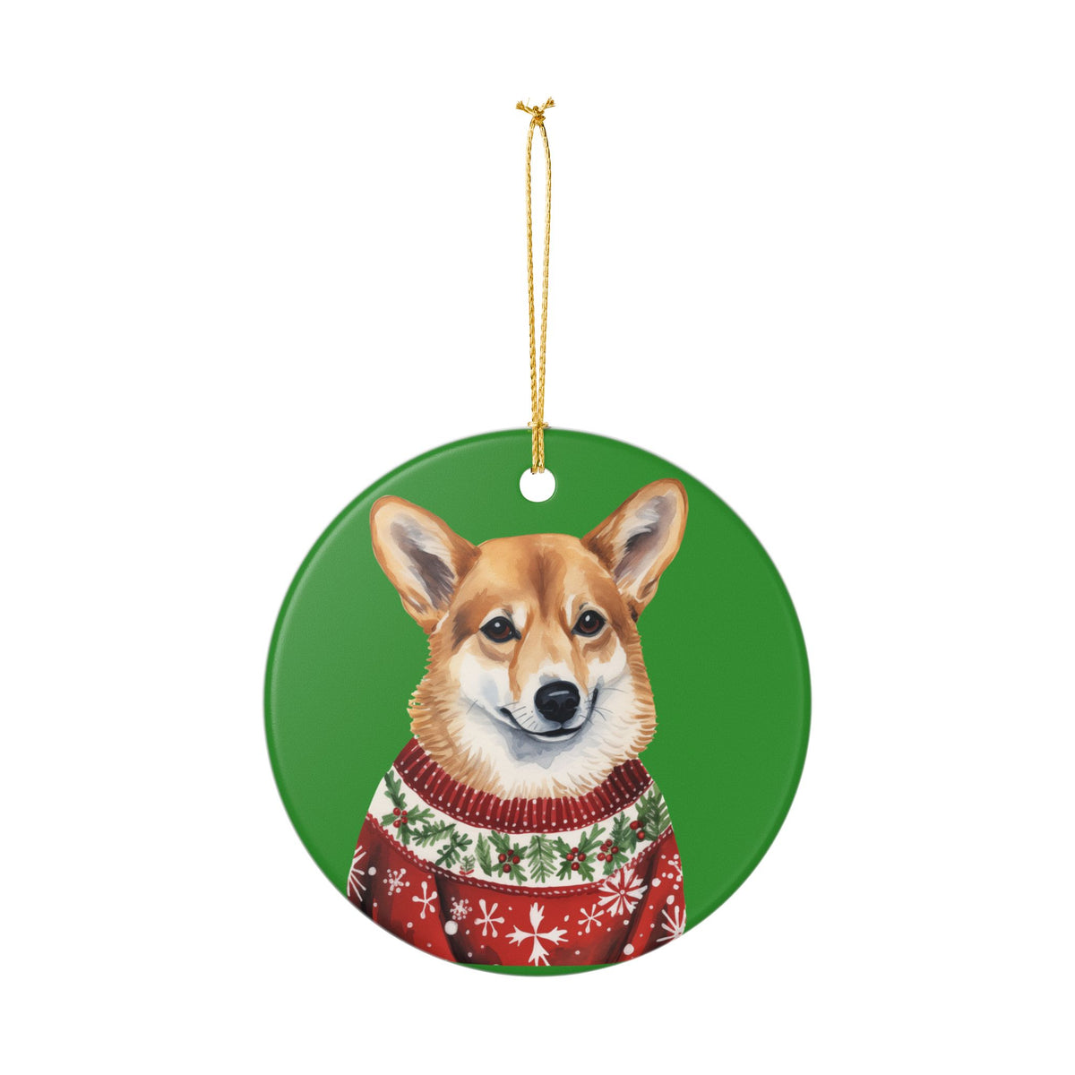 Christmas Corgi in Sweater Ceramic Ornament   Item #716935