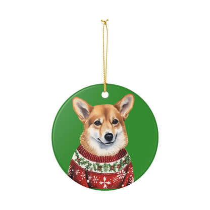 Christmas Corgi in Sweater Ceramic Ornament   Item #716935