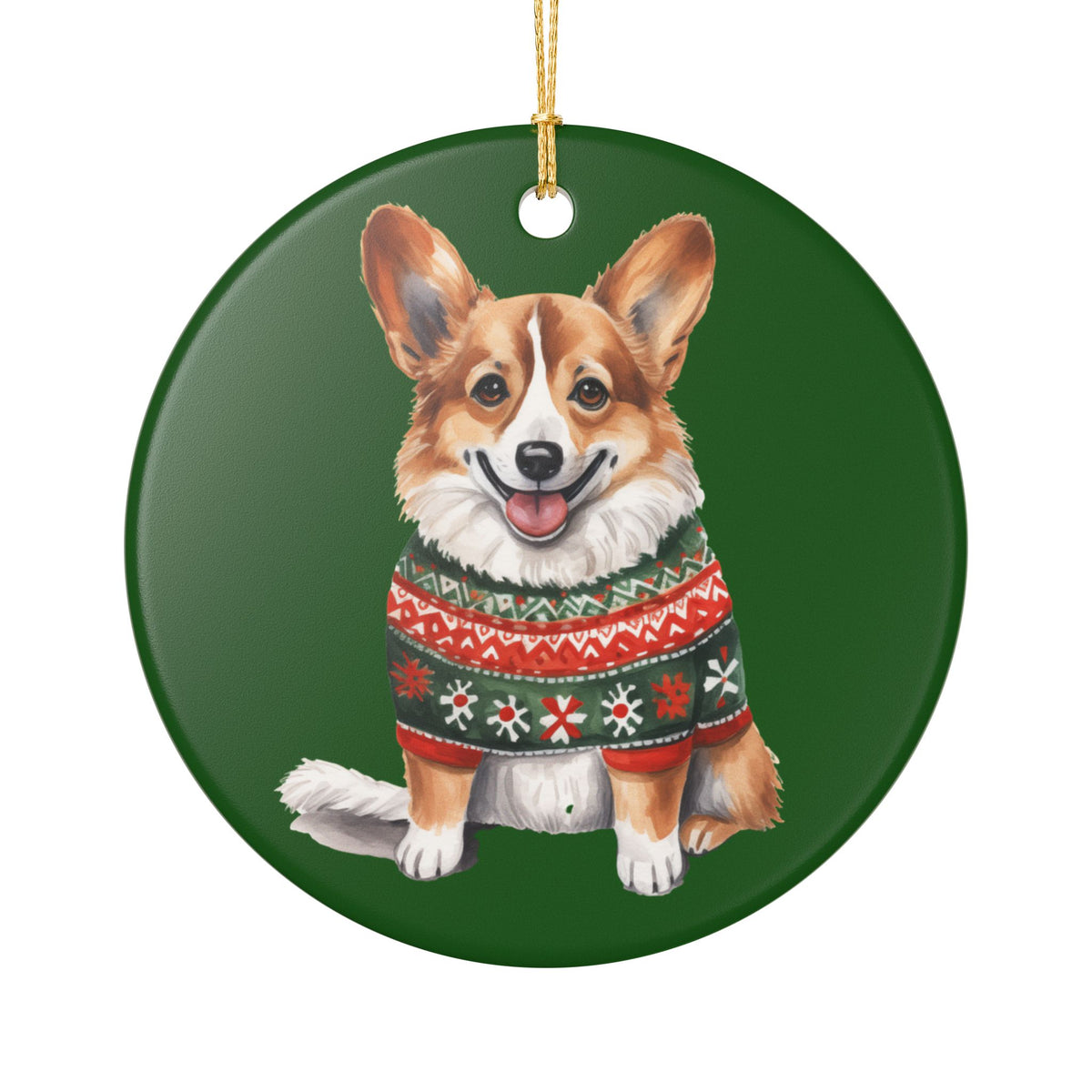 Christmas Corgi Sweater Ceramic Ornament   Item #961922