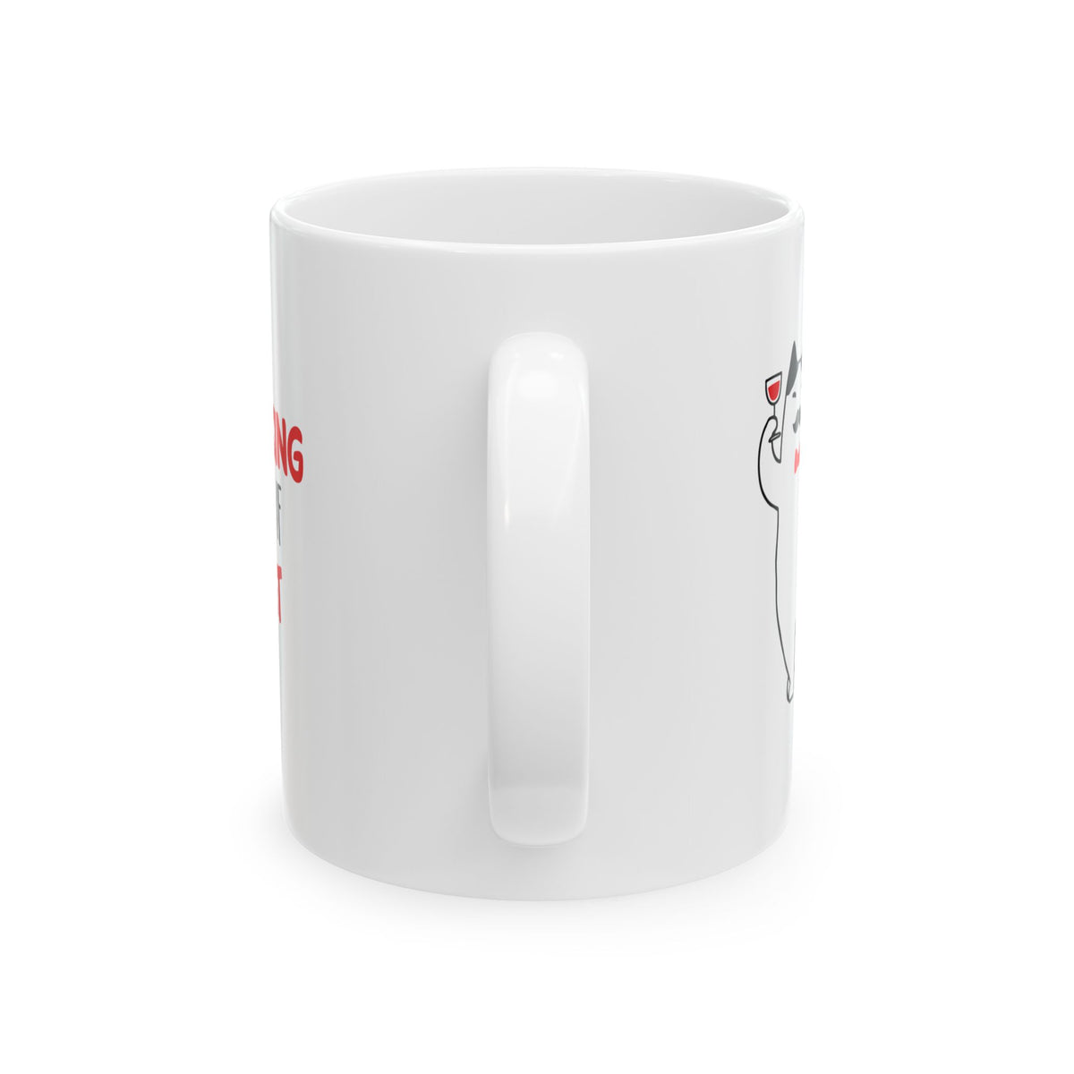 Funny Cat Wine Mug — "It's Not Drinking Alone If the Cat Is Home" Ceramic Coffee Cup 11oz   Item #681256