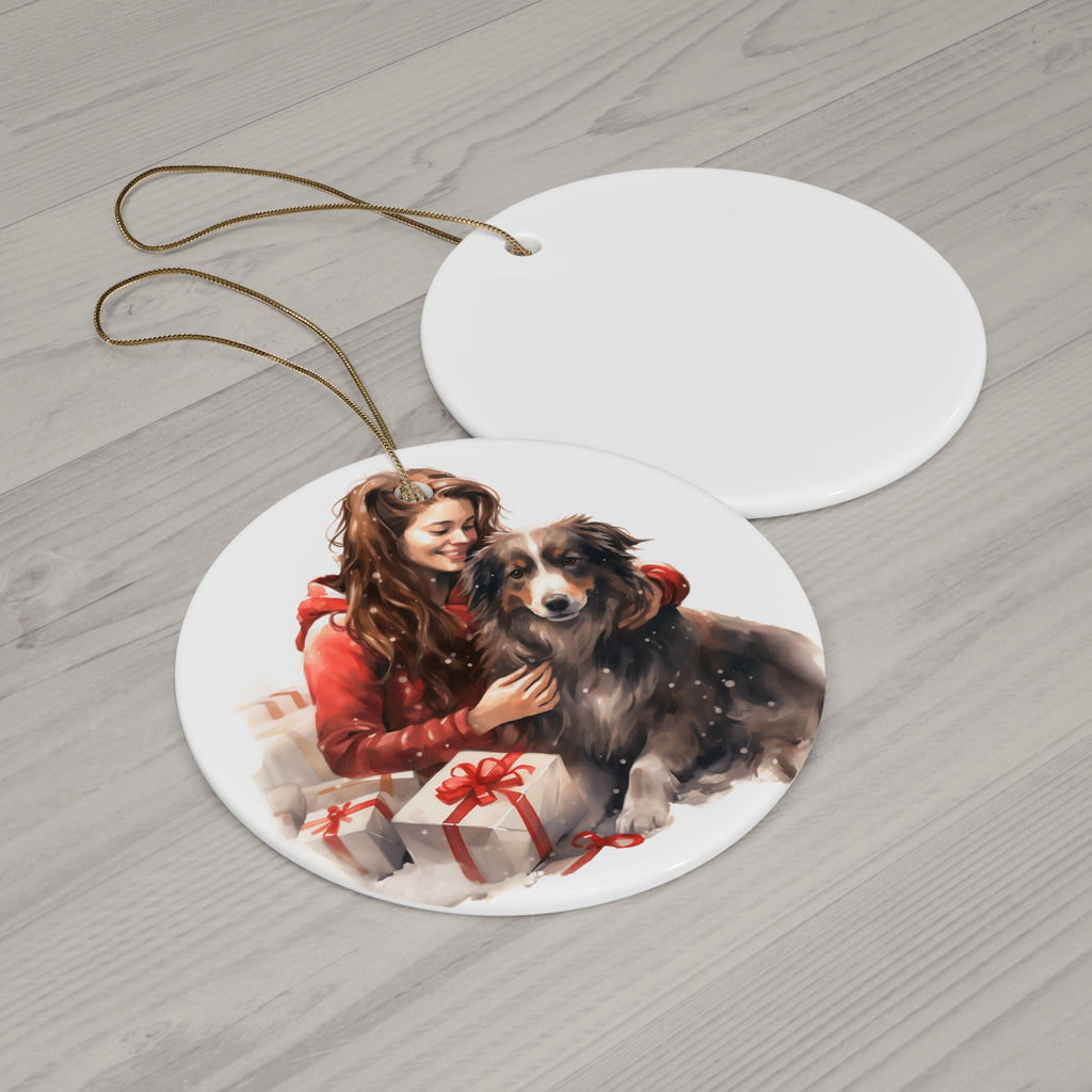 Christmas Dog Ceramic Disc Ornament              Item #1653296