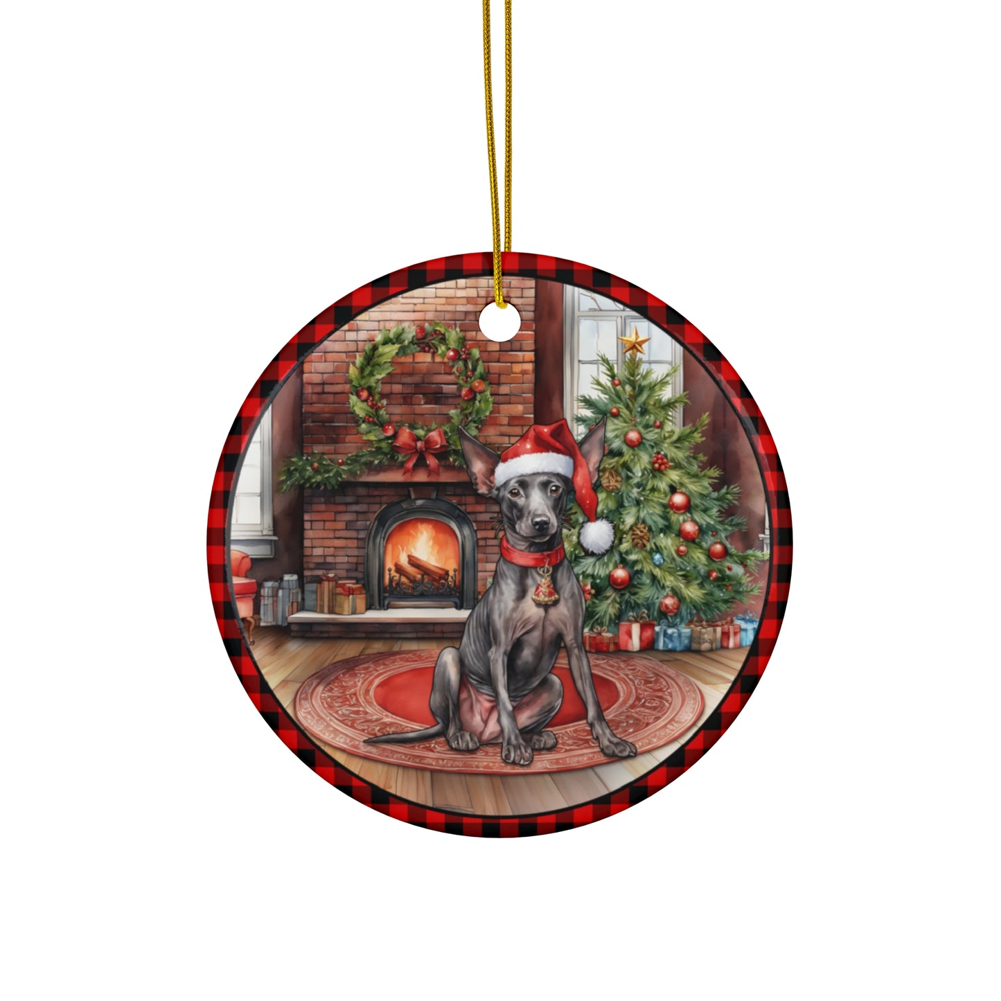 Xoloitzcuintli Mexican Hairless Christmas Dog Ceramic Disc Ornament         Item #3484878