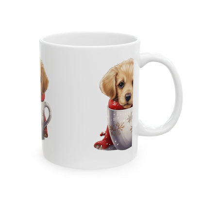 Cute Puppy in Holiday Mug — Ceramic Coffee Tea Cup 11oz   Item #743367