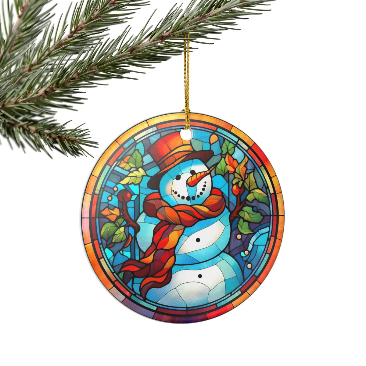 Stained Glass Snowman Christmas Ornament    Item #257638