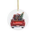 Ceramic Ornament - Gordon Setter Christmas Dog In Red Truck       Item #1587899