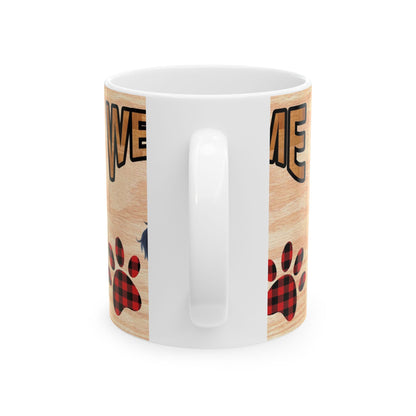 Welcome Dog Mug – Cute Paw Print Ceramic Coffee Cup 11oz   Item #34429