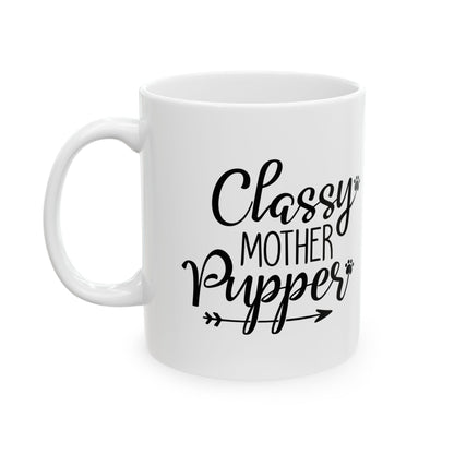 Ceramic Mug — "Classy Mother of Puppies" Cute Paw-Print Coffee Cup  11oz   Item #930889