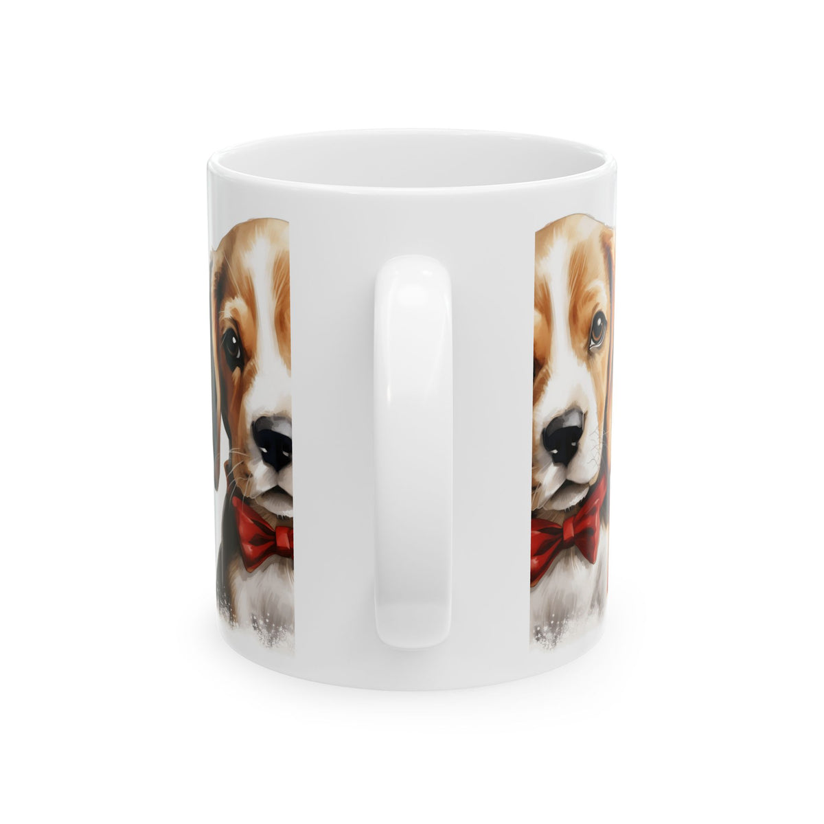 Adorable Beagle Puppy with Red Bow Tie Ceramic Mug 11oz   Item #72552