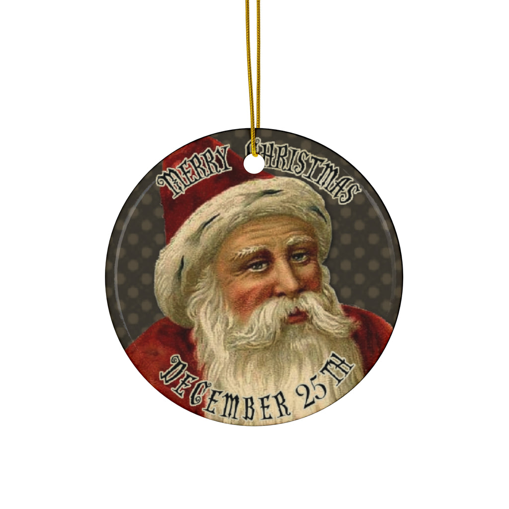 Merry Christmas Santa Ceramic Disc Ornament          Item #5322608 - Buckshot's Bargain Barn