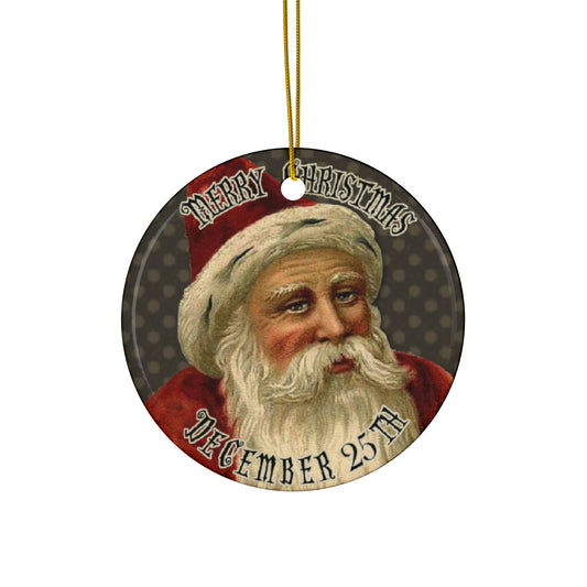 Merry Christmas Santa Ceramic Disc Ornament          Item #5322608