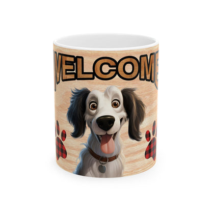 Copy of Welcome Dog Illustration Ceramic Mug – Cute Paw Print Coffee Cup 11oz    Item #947111