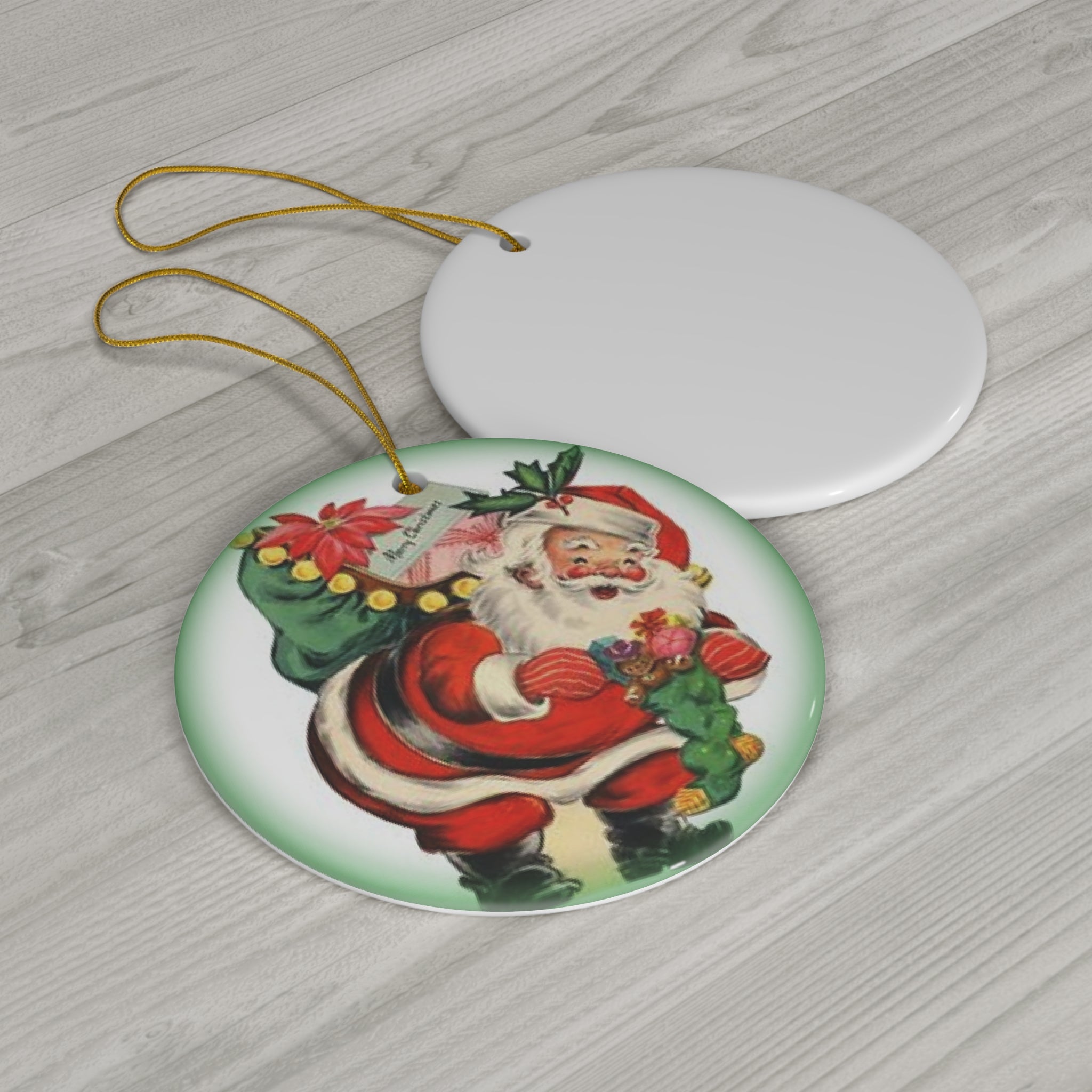 Santa Ceramic Disc Ornament          Item #1911443