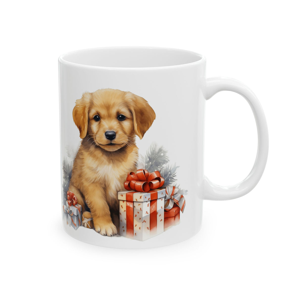 Festive Puppy With Presents Christmas Ceramic Mug 11oz  Item #63354