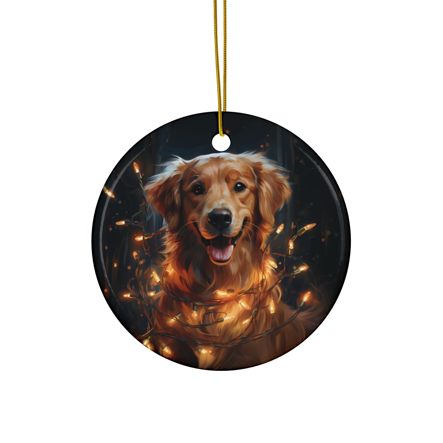 Ceramic Ornament - Xmas Dog With Lights       Item #1684109