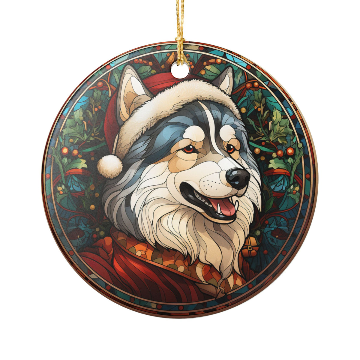 Alaskan Malamute Dog Christmas Ceramic Ornament Item #71275