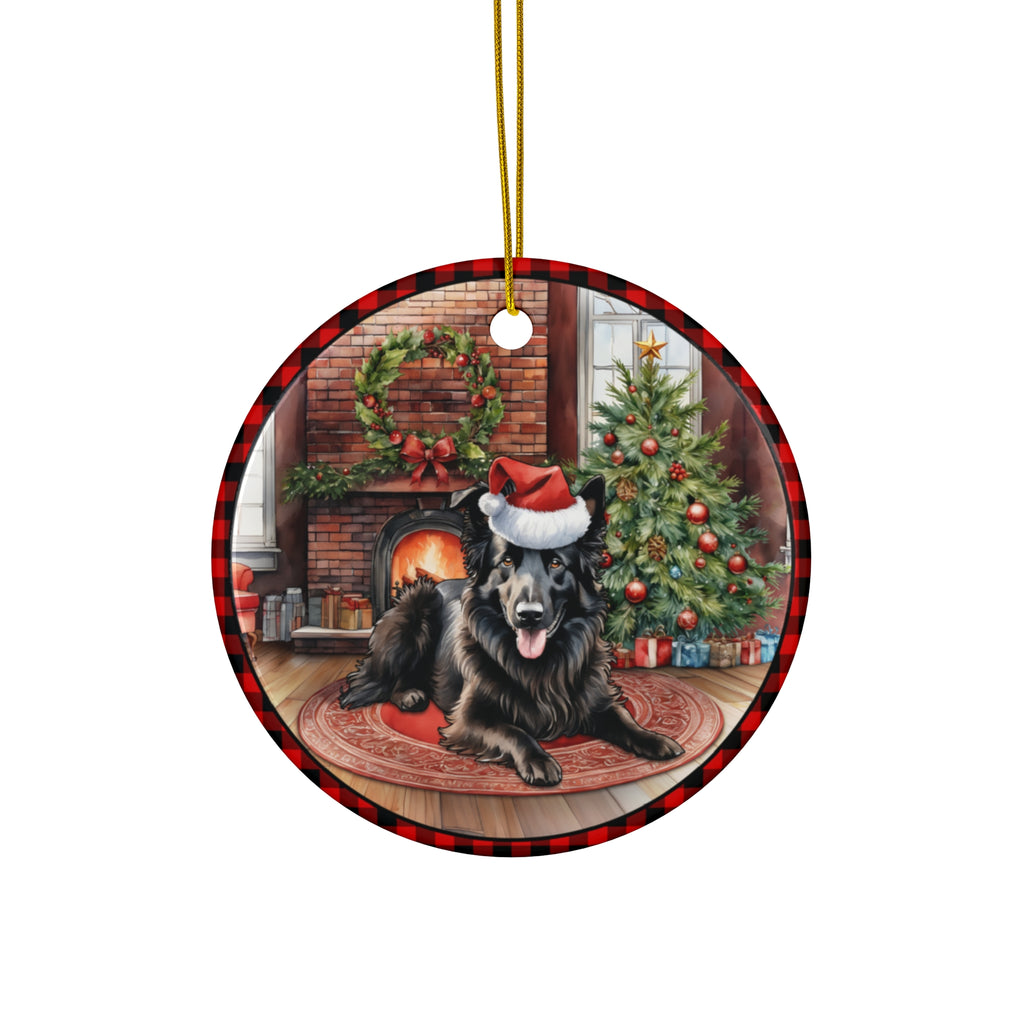 Ceramic Ornament - Belgian Sheepdog Christmas Dog       Item #1635614 - Buckshot's Bargain Barn