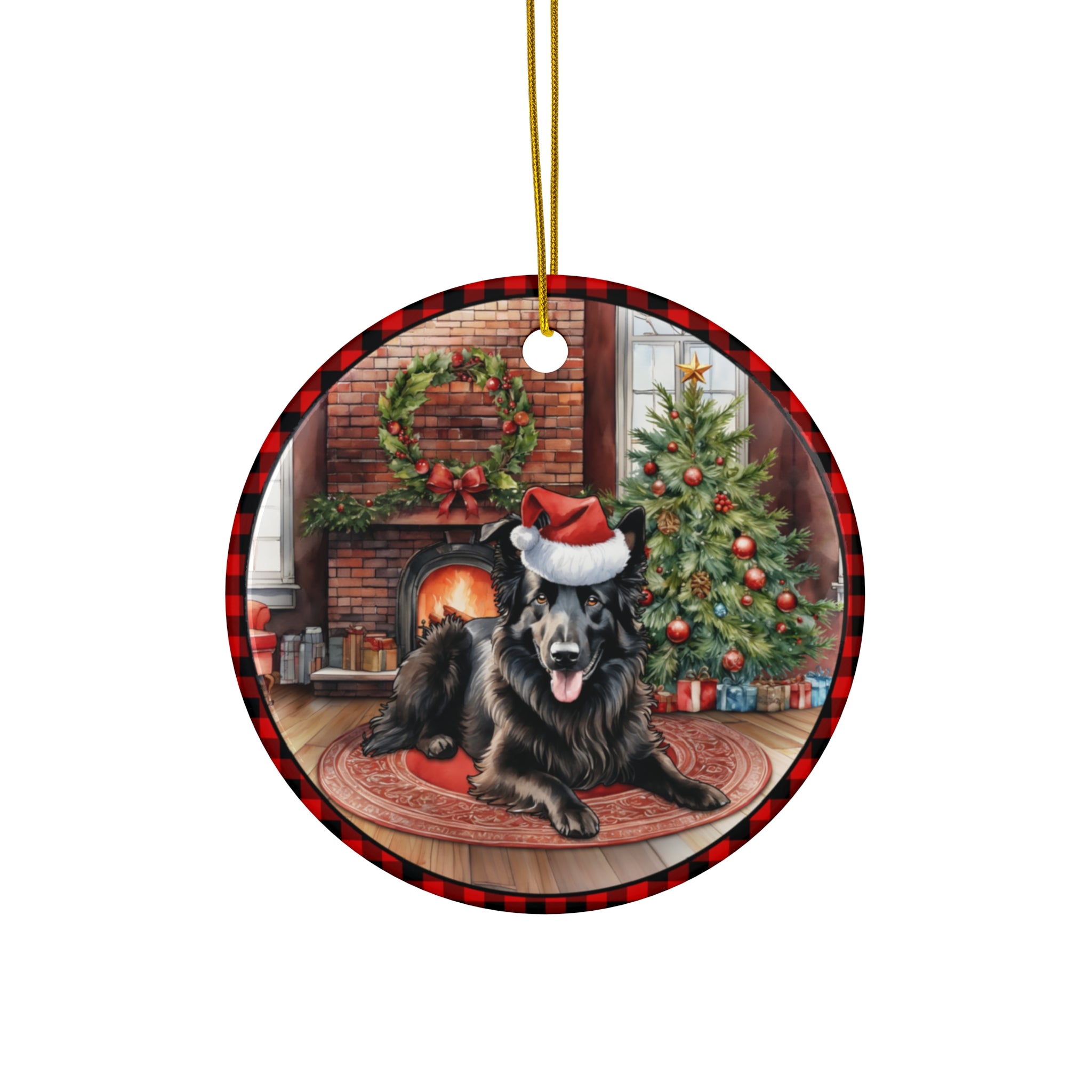 Ceramic Ornament - Belgian Sheepdog Christmas Dog       Item #1635614 - Buckshot's Bargain Barn