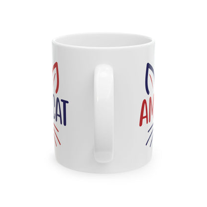 American Cat Ceramic Mug — Patriotic Cat Lover Coffee Cup 11oz   Item #831399
