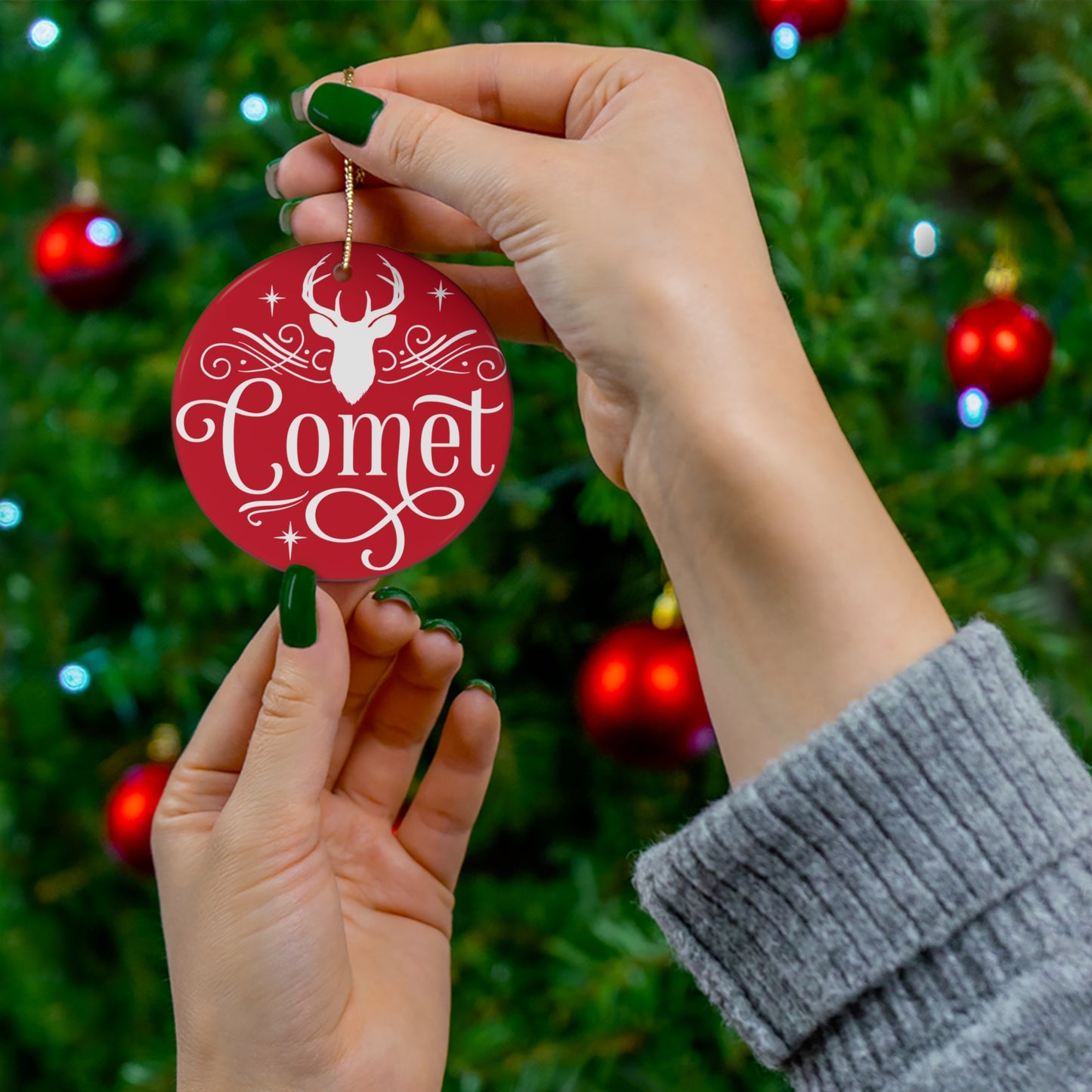 Comet Reindeer Ceramic Ornament     Item #3765842