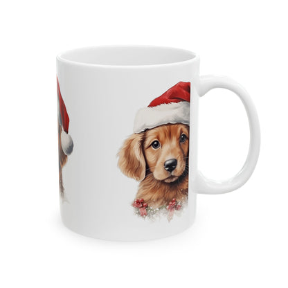 Christmas Golden Retriever Puppy Mug – Cute Santa Hat Holiday Coffee Cup 11oz  Item #941083