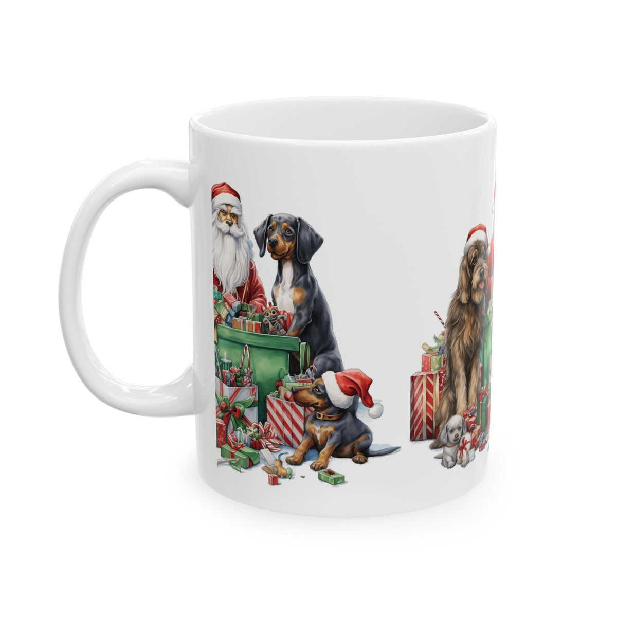 Christmas Santa with Dogs Ceramic Mug – Festive Holiday Gift Mug 11oz   Item #518527
