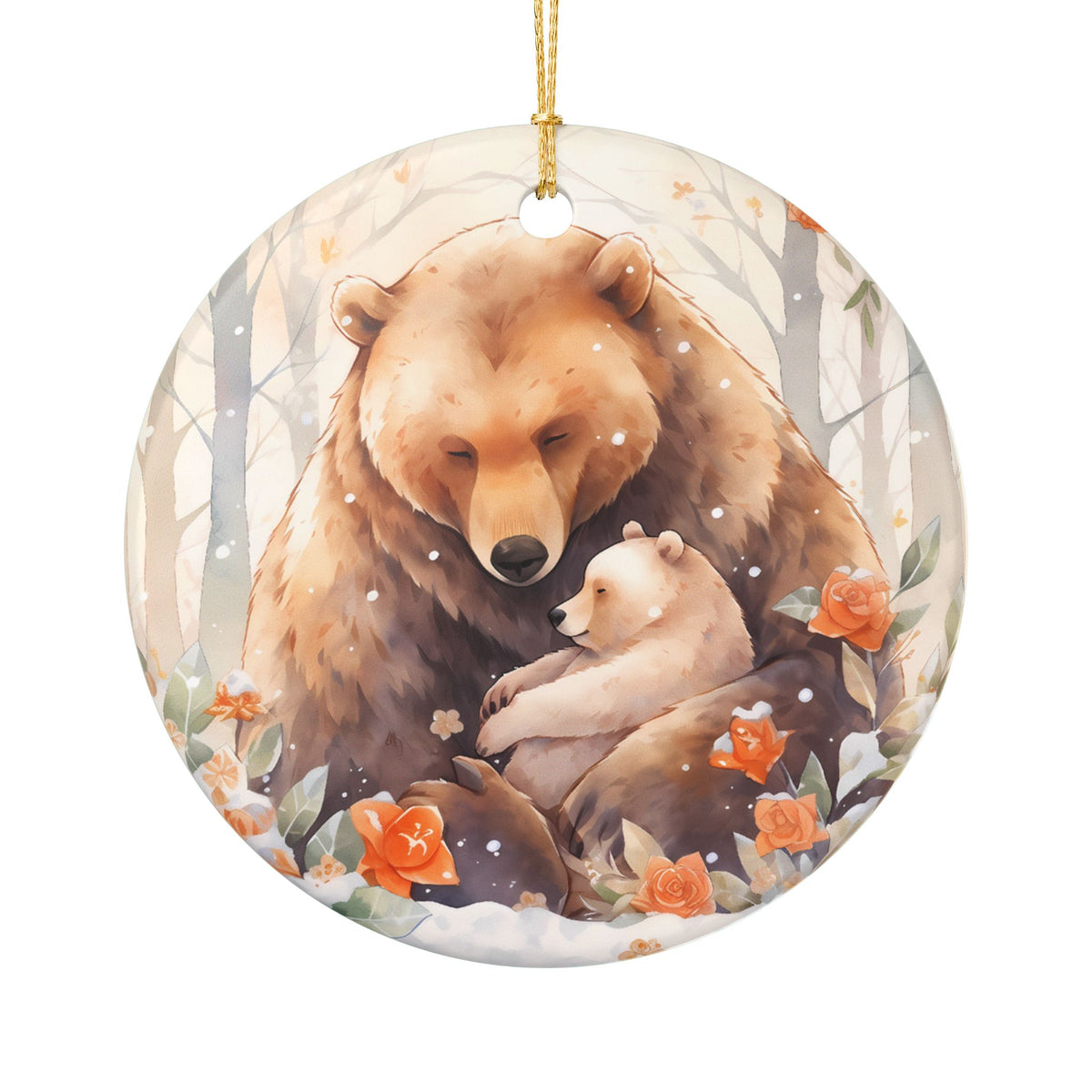 Ceramic Ornament – Mother Bear and Cub Woodland Christmas Decoration    Item #709366