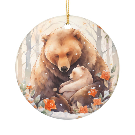 Ceramic Ornament – Mother Bear and Cub Woodland Christmas Decoration    Item #709366