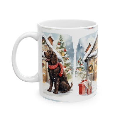 Christmas Labrador Ceramic Mug – Winter Cabin Dog Holiday Coffee Cup 11oz  Item #155021