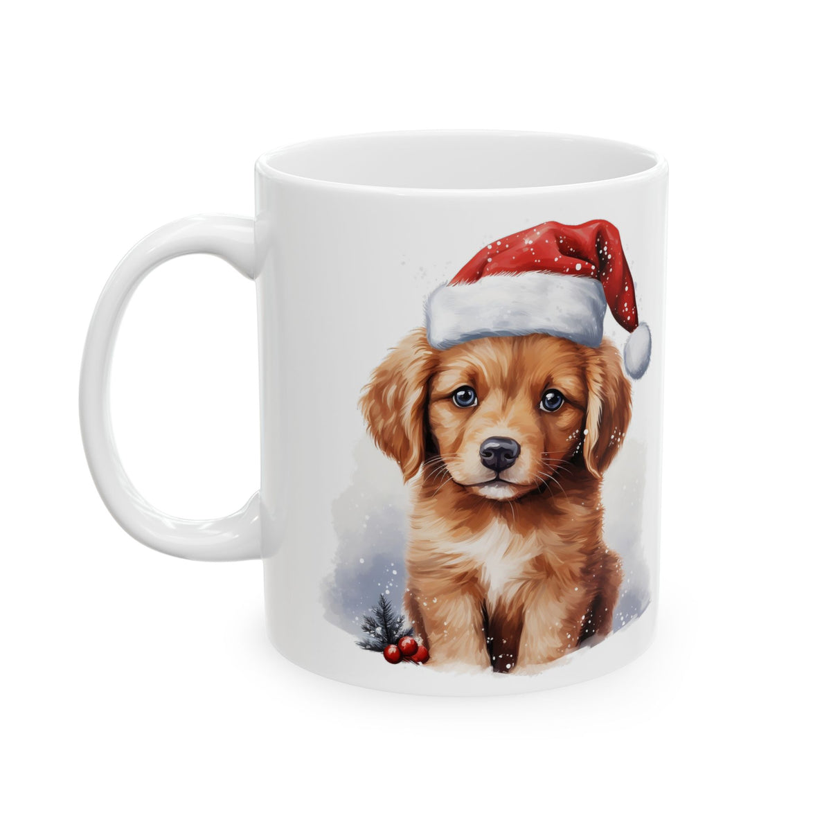 Cute Christmas Puppy with Santa Hat Christmas Mug 11oz   Item #772635