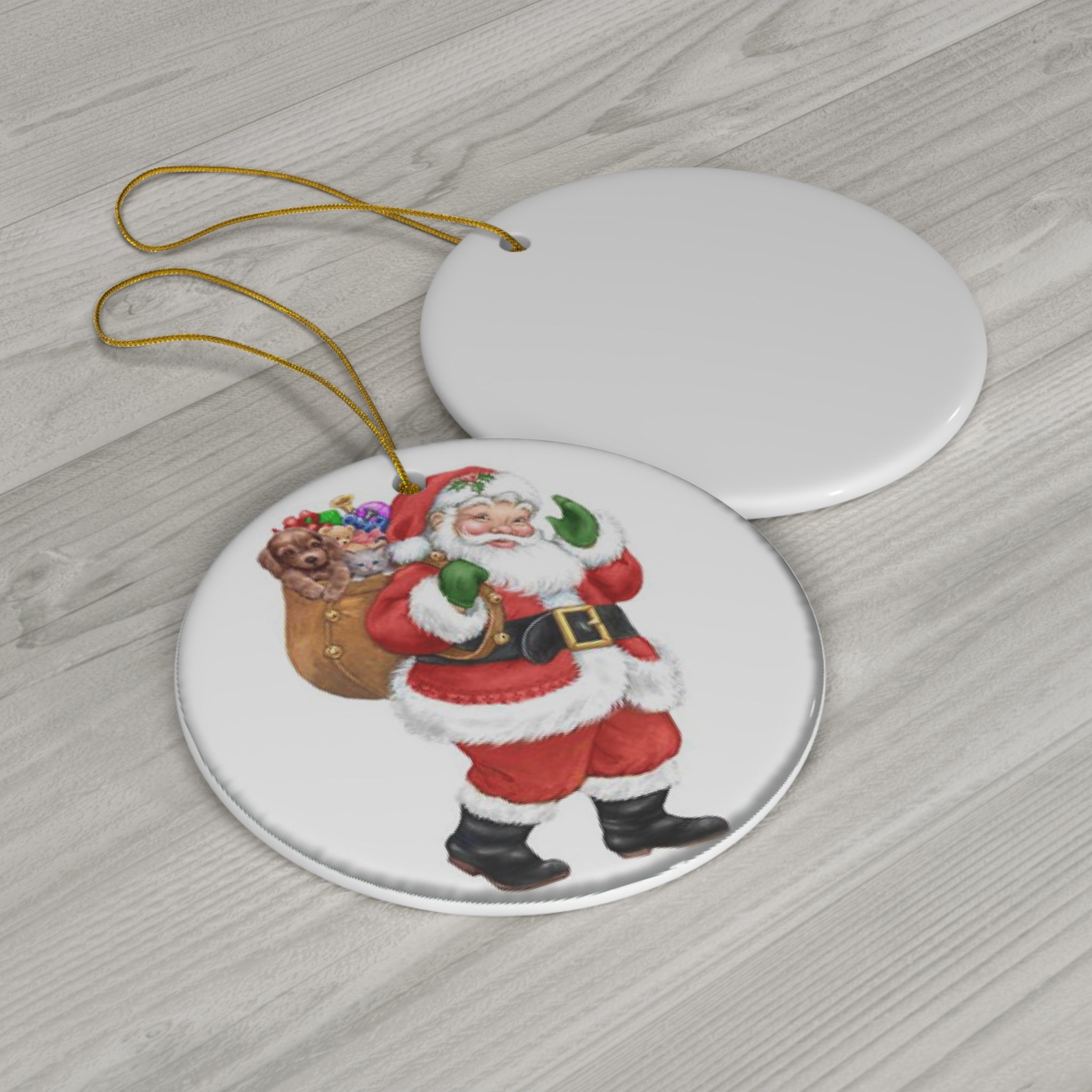 Santa Ceramic Disc Ornament        Item #5542478