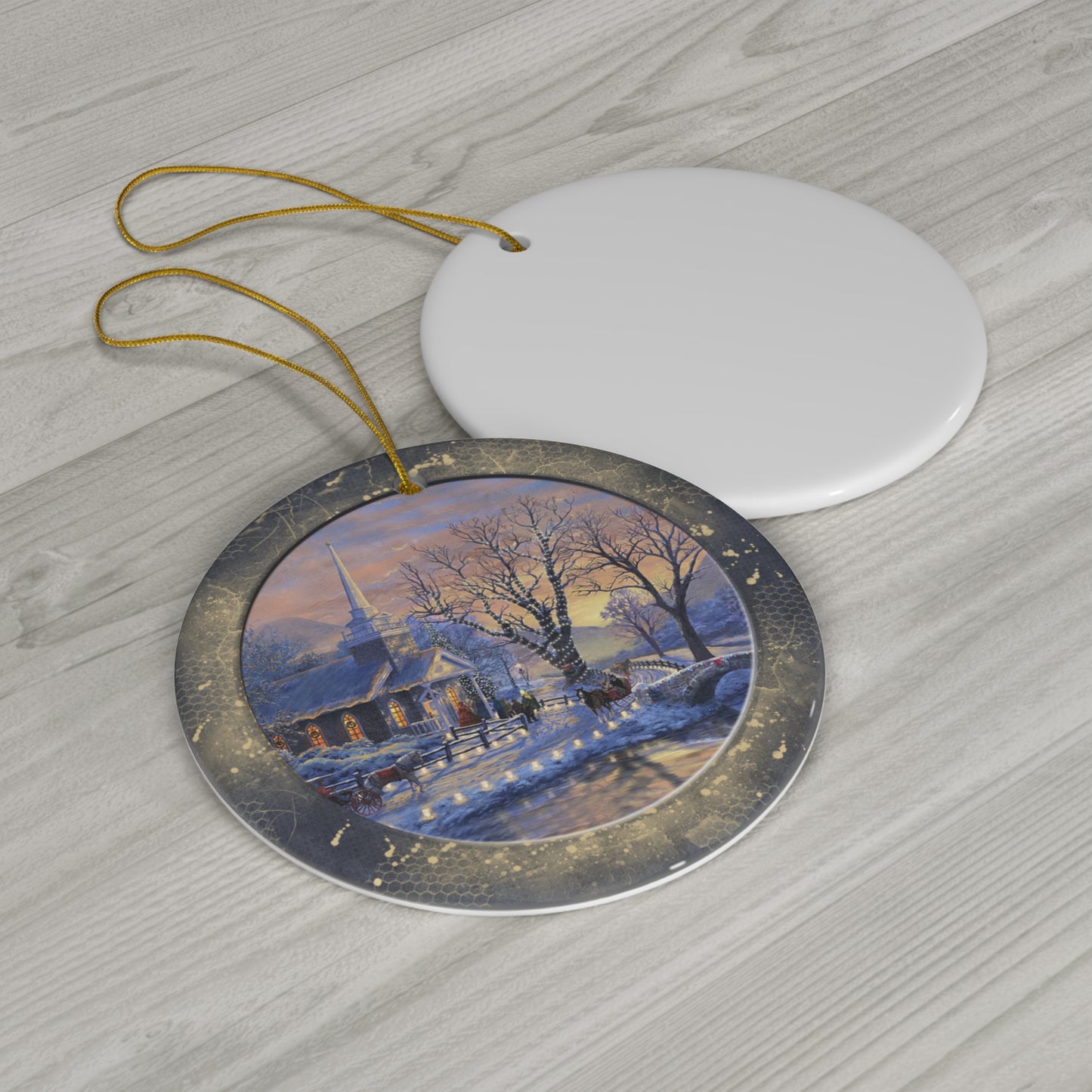 Winter Scene Ceramic Disc Ornament            Item #8457831