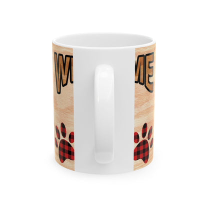 Welcome Puppy Ceramic Mug — Cute Dog Paw Print Coffee Cup 11oz   Item #595687