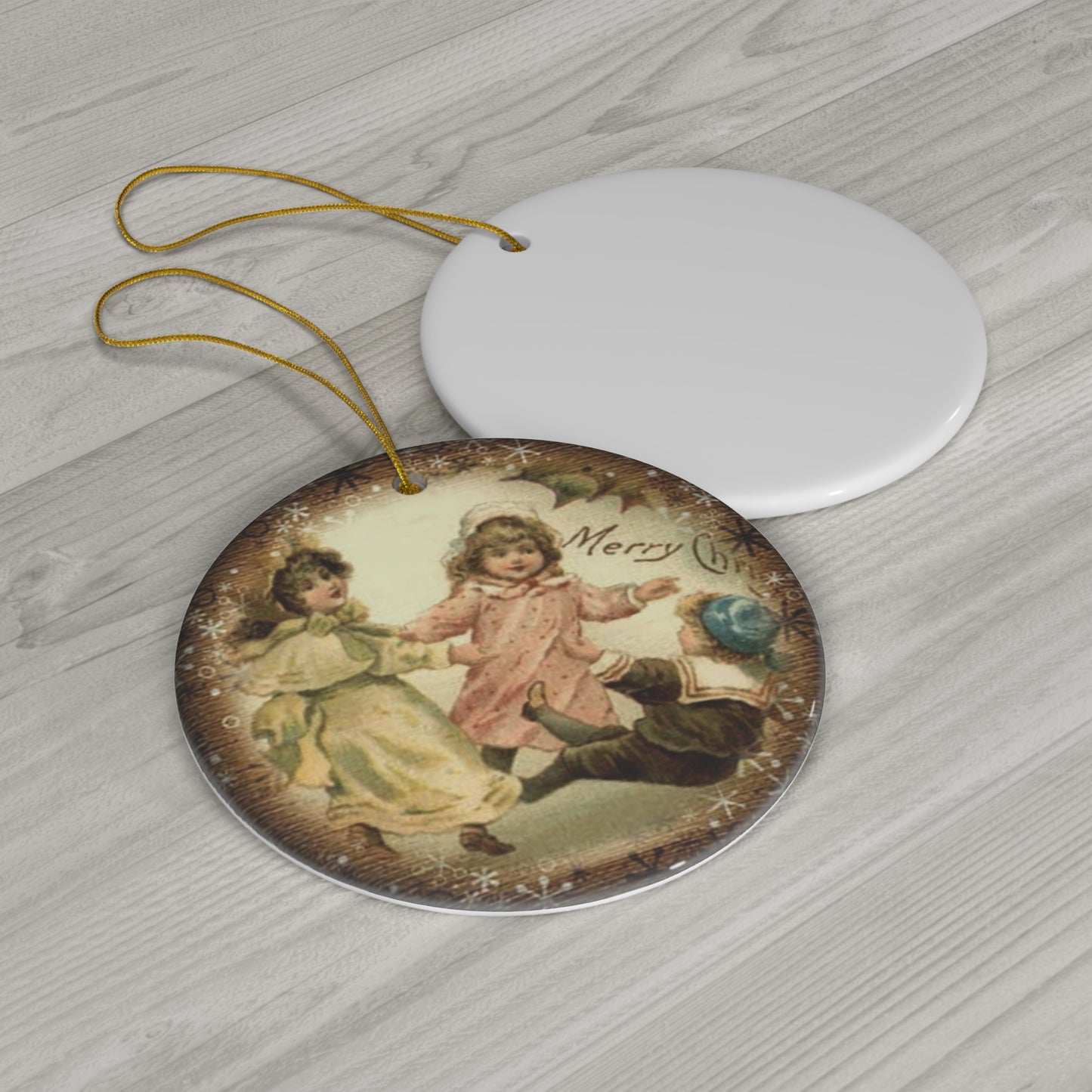 Christmas Girls Ceramic Disc Ornament           Item #1737597