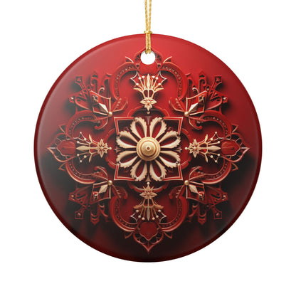 Red Ornate Mandala Ceramic Ornament    Item #847489
