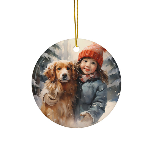 CERAMIC ORNAMENT - CHILD WITH DOG       Item #5358946