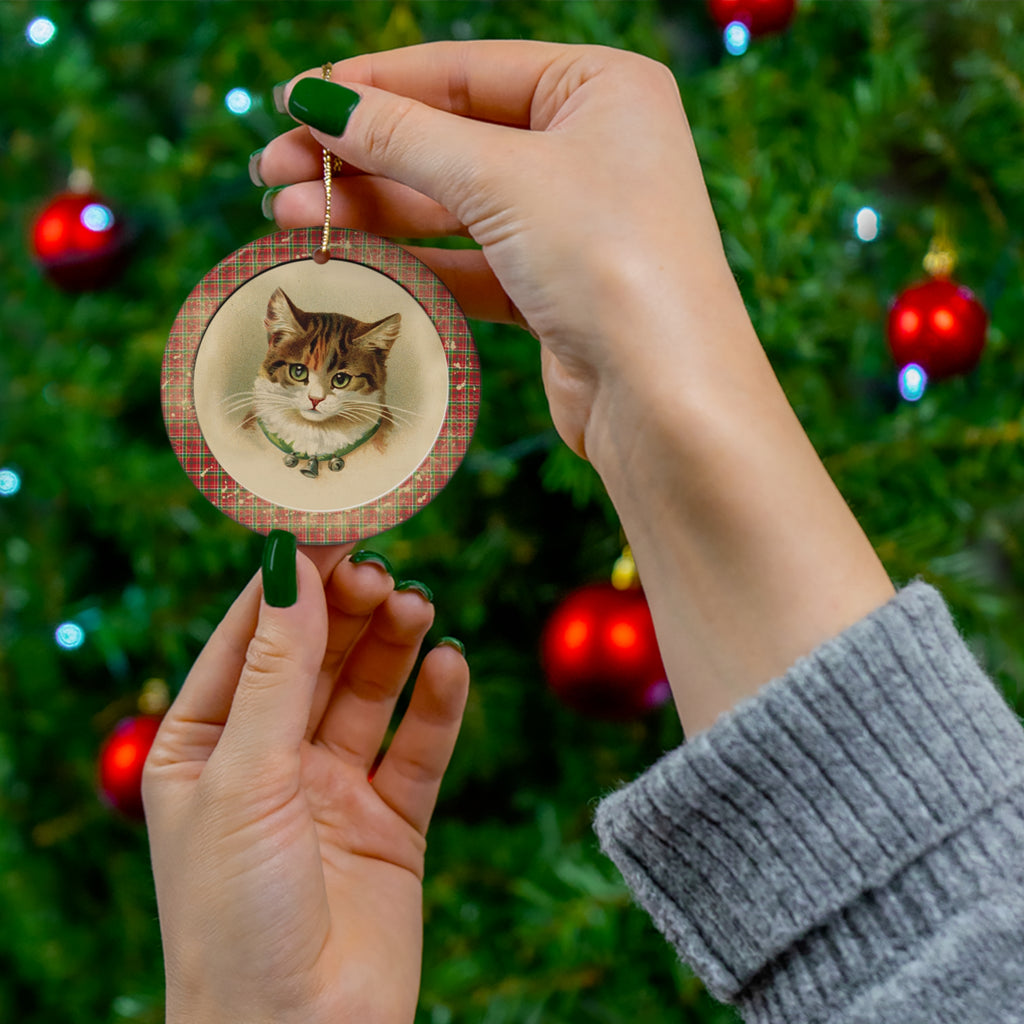Christmas Kitten Ceramic Disc Ornament       Item #391969
