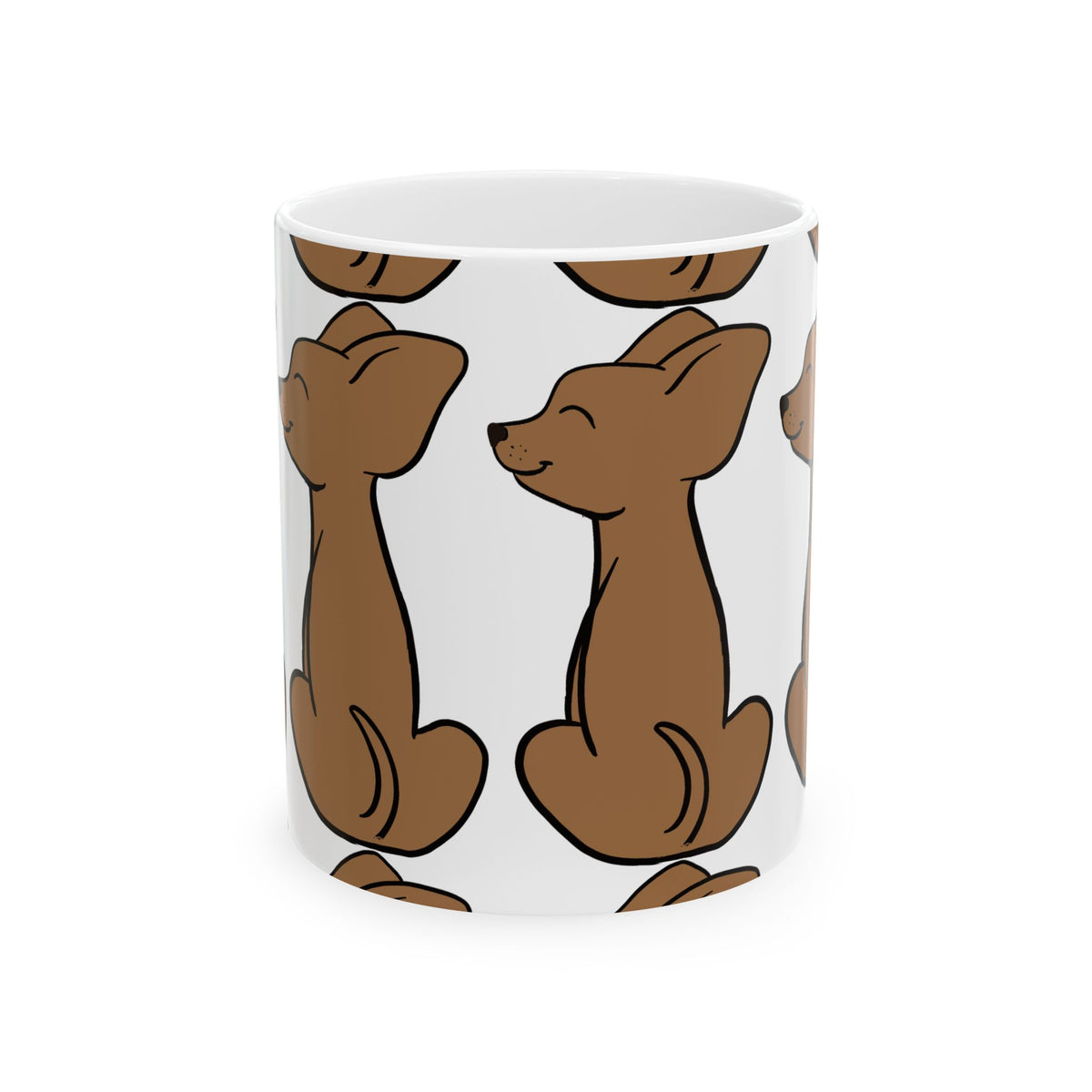 Brown Chihuahua Pattern Ceramic Mug — Cute Dog Lover Coffee Cup 11oz   Item #871262