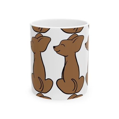 Brown Chihuahua Pattern Ceramic Mug — Cute Dog Lover Coffee Cup 11oz   Item #871262