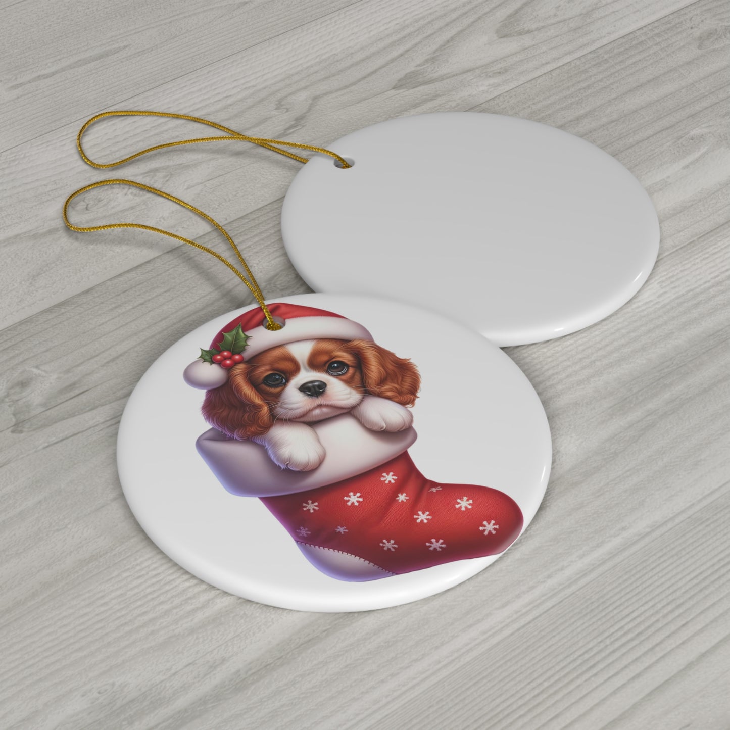 Ceramic Ornament - King Charles Spaniel Christmas Stocking     Item #4178295