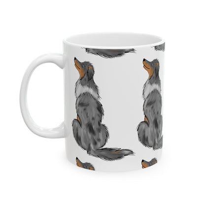 Australian Shepherd Pattern Ceramic Mug — Cute Grey Dog Coffee Cup 11oz  Item #281416