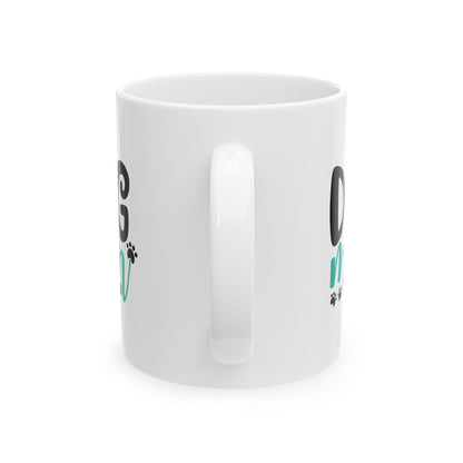 Dog Mom Ceramic Mug — Cute Paw Print Coffee Cup 11oz    Item #356587